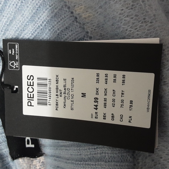 PIECES Abstracts Blue/Wht Cloud Jumper Sweater - Picture 5 of 9